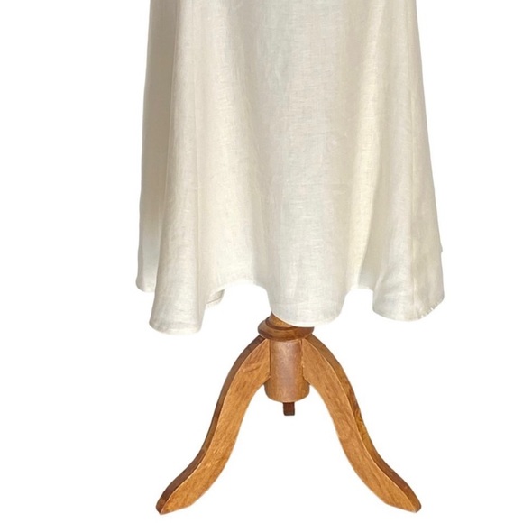 Ralph Lauren size 10 dress a-line Linen sleeveless lined zip Ivory W Brown Trim - Picture 7 of 7